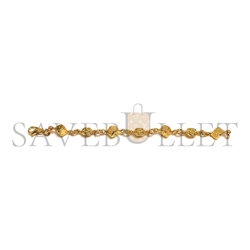 Ch*0me He**ts gold dice bracelet